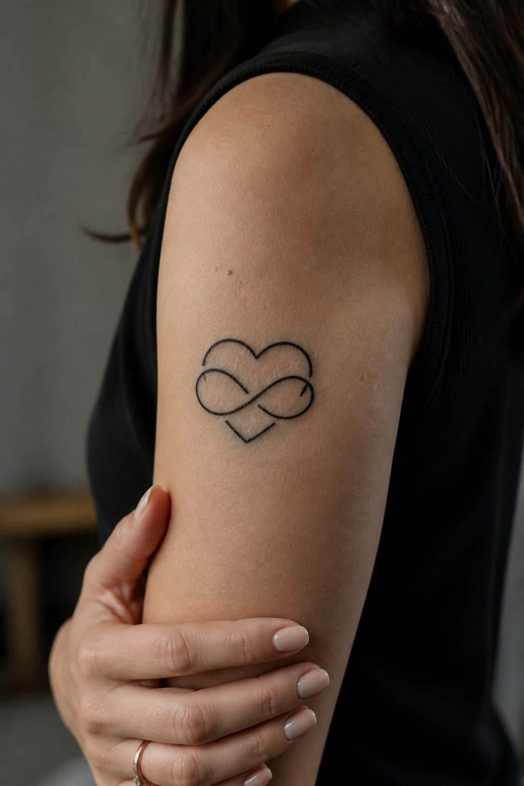 heart tattoo designs: infinity heart in an original editorial composition