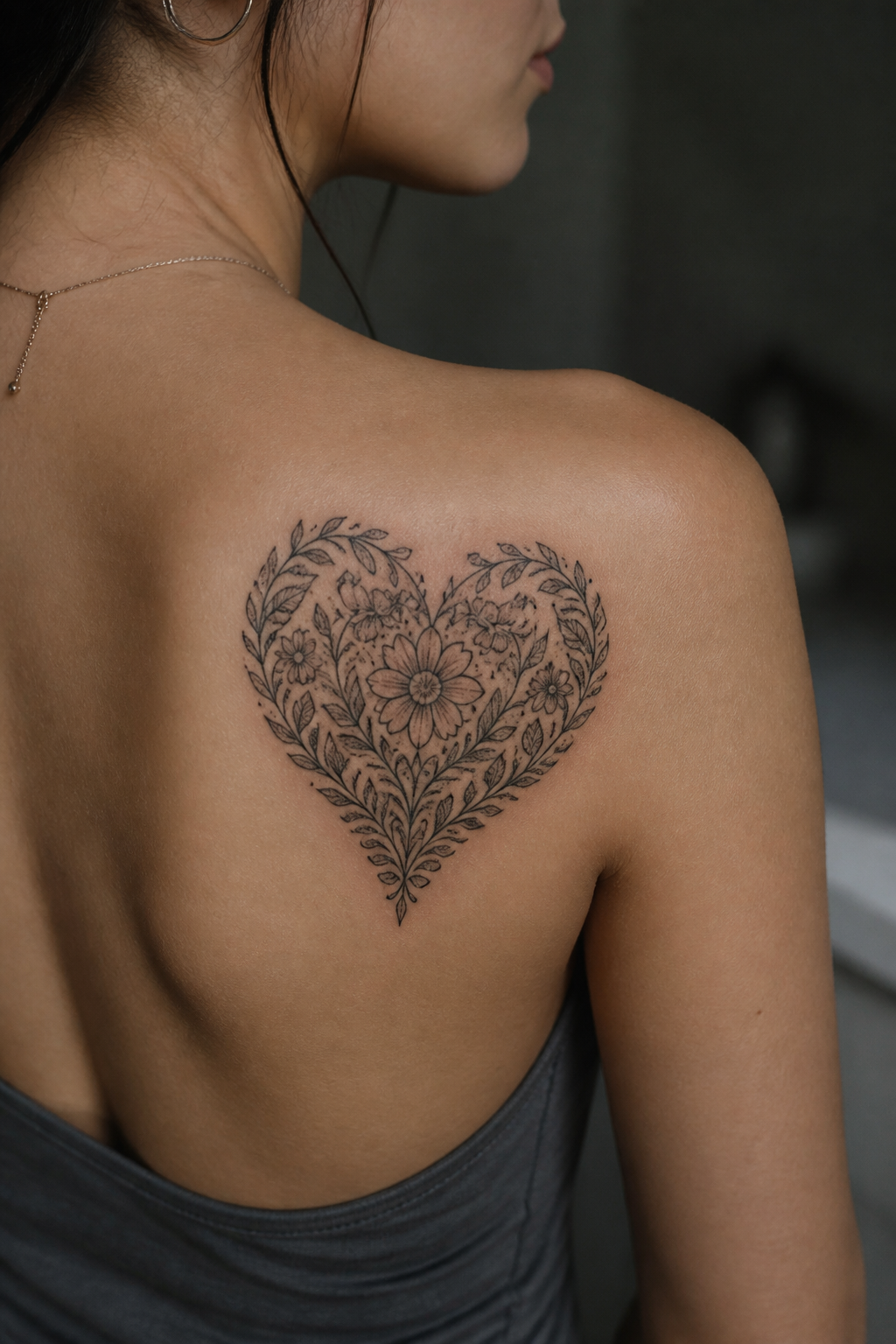 heart tattoo designs: floral heart mandala in an original editorial composition