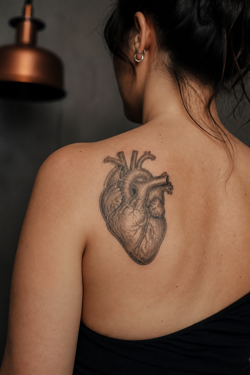 heart tattoo designs: anatomical heart in an original editorial composition