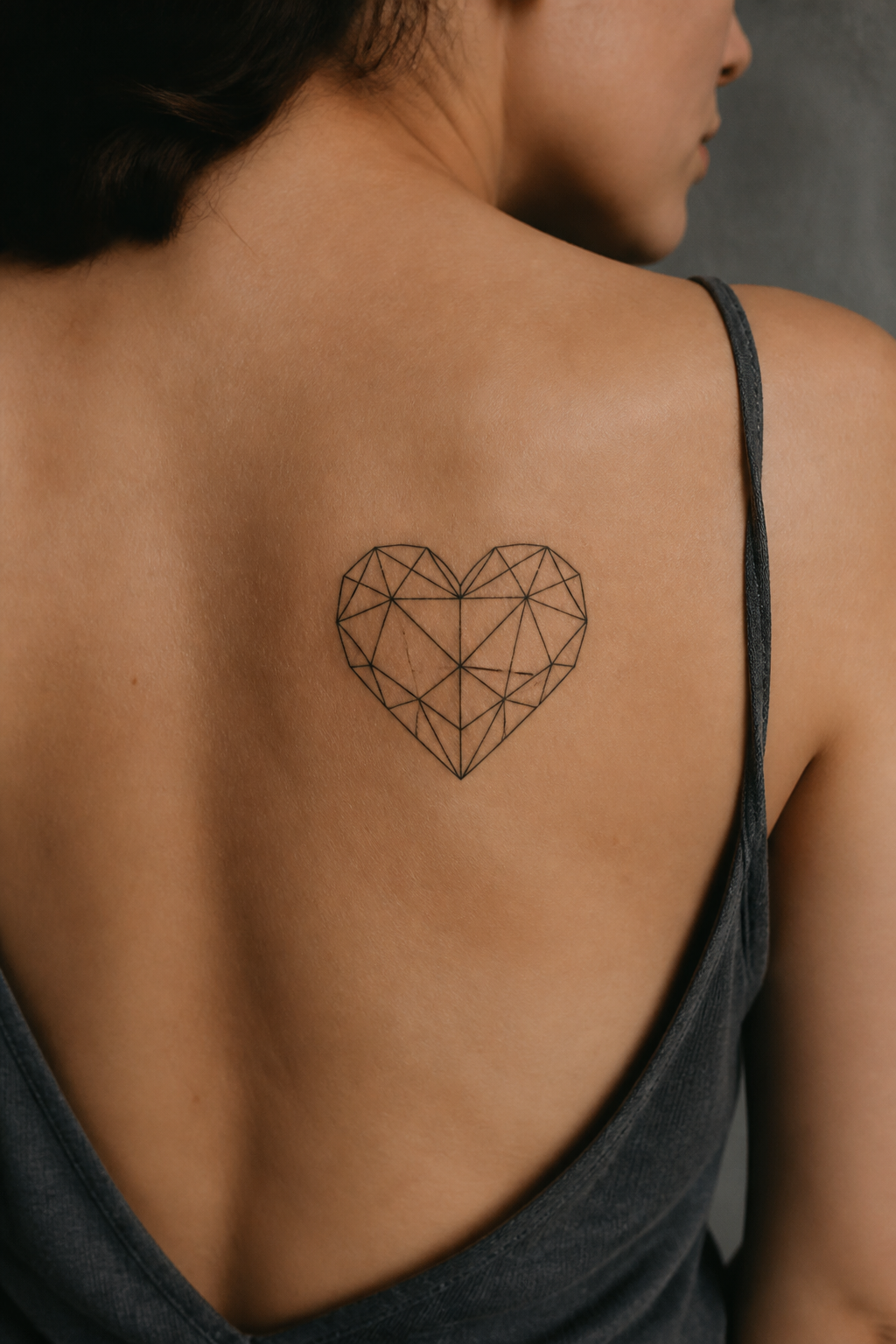 heart tattoo designs: geometric heart in an original editorial composition