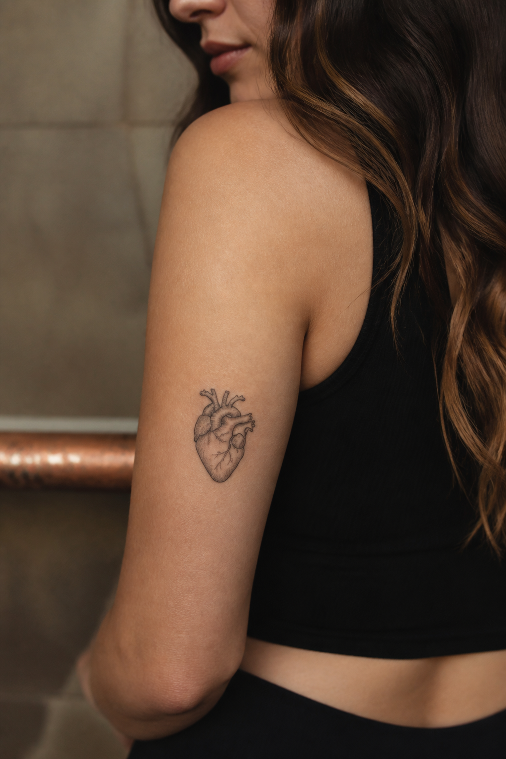 heart tattoo designs: heart with initials in an original editorial composition