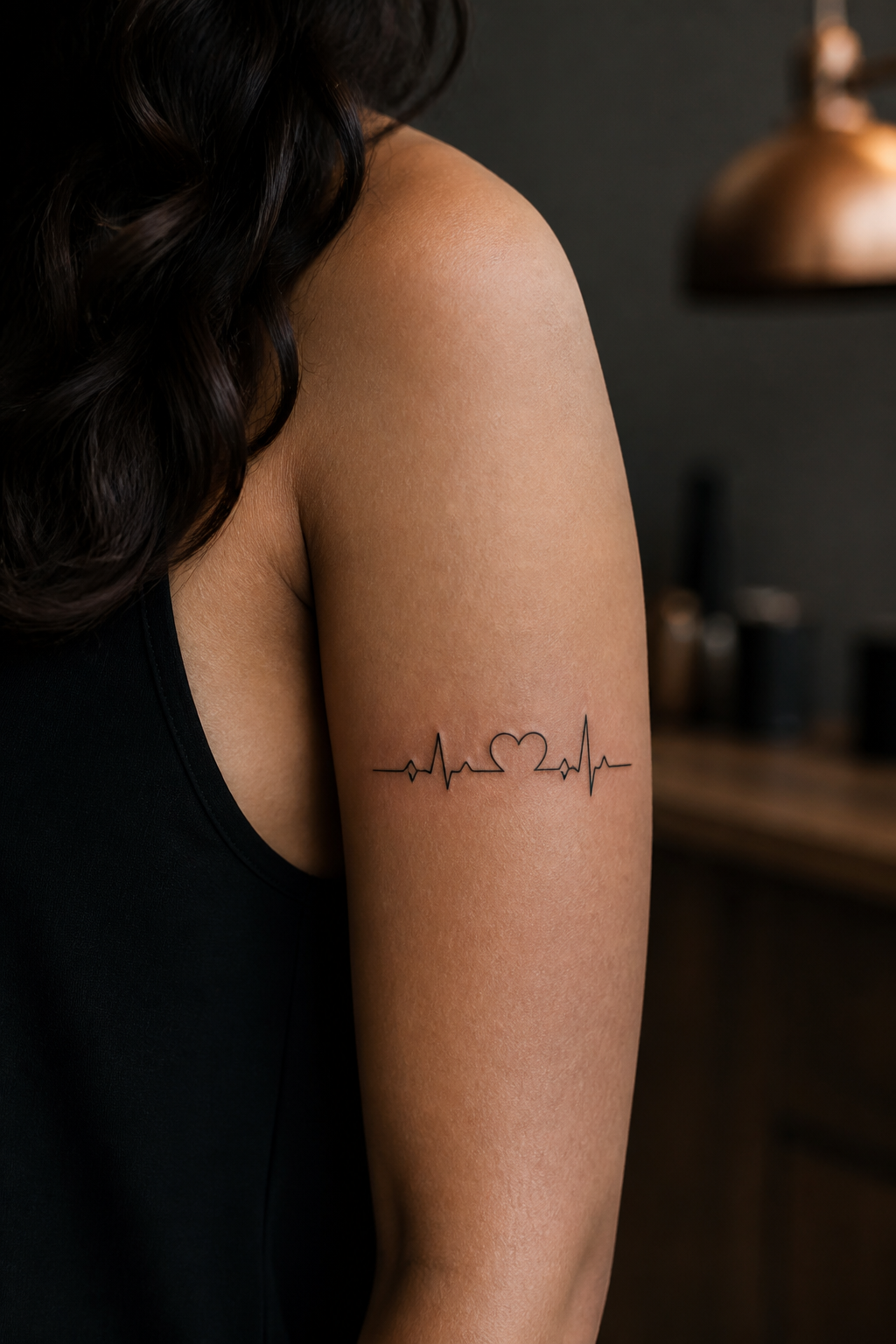 heart tattoo designs: heartbeat line in an original editorial composition
