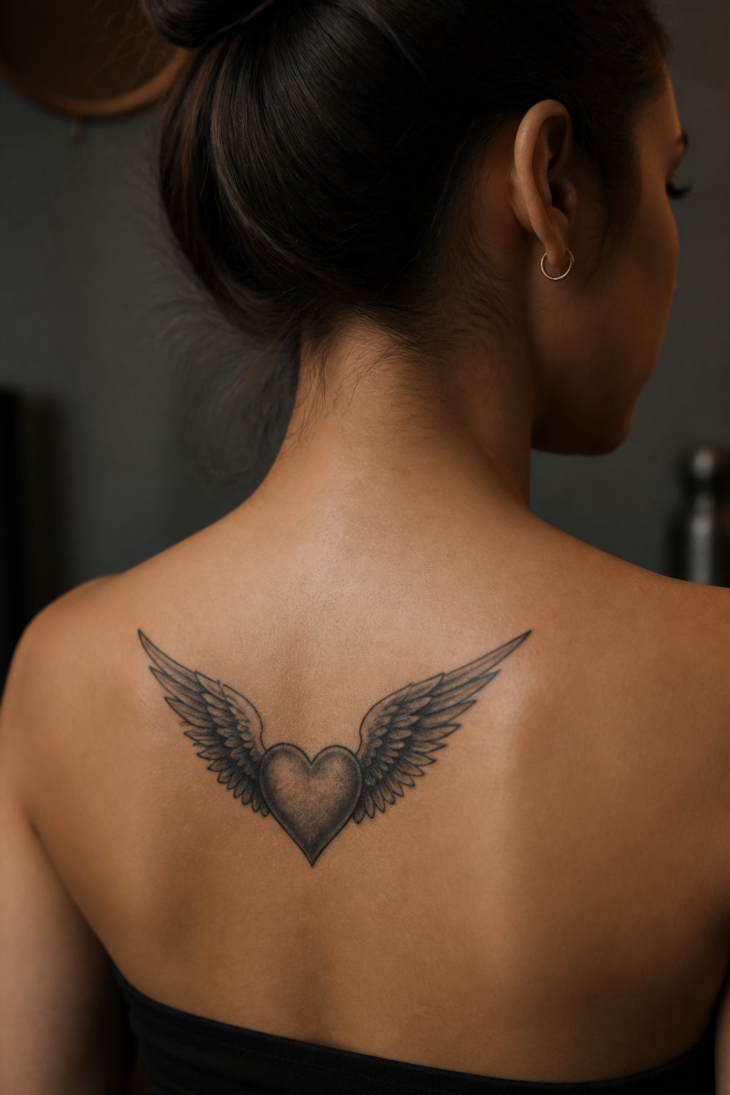 heart tattoo designs: winged heart in an original editorial composition