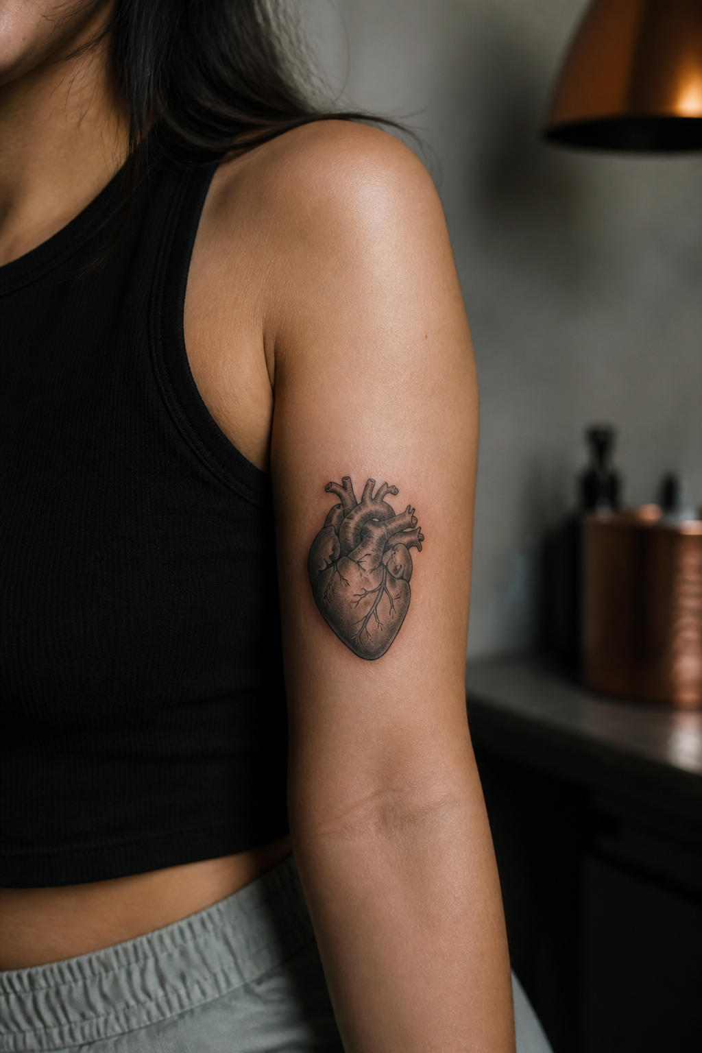 heart tattoo designs: three-dimensional heart illusion in an original editorial composition