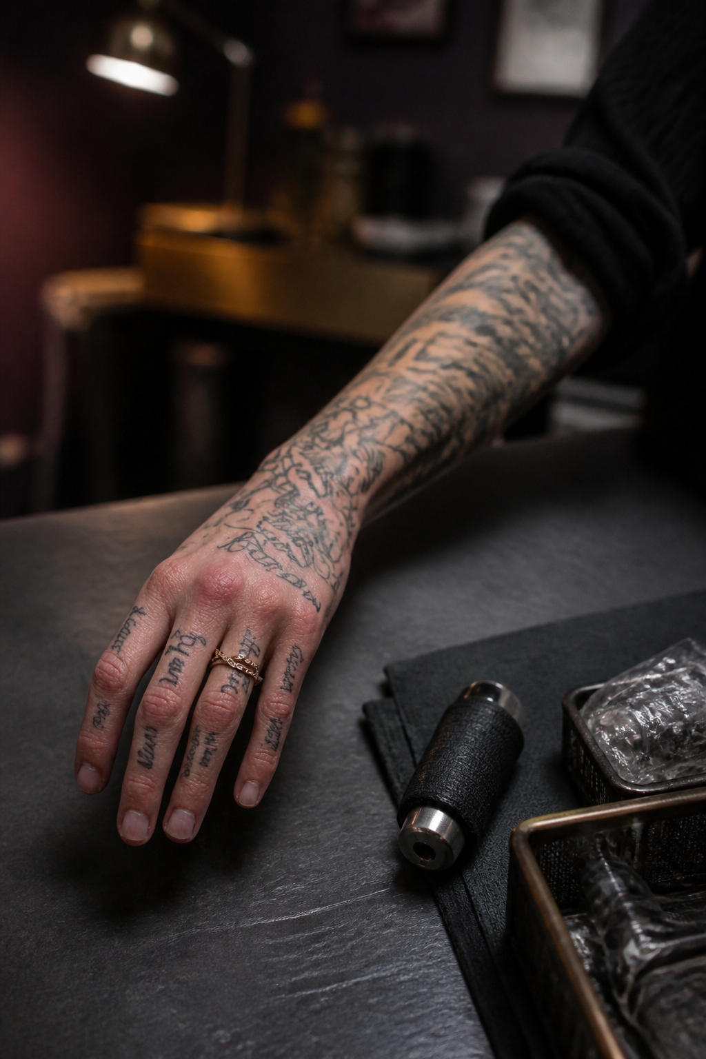 hand tattoos for women: script and typography in an original editorial composition