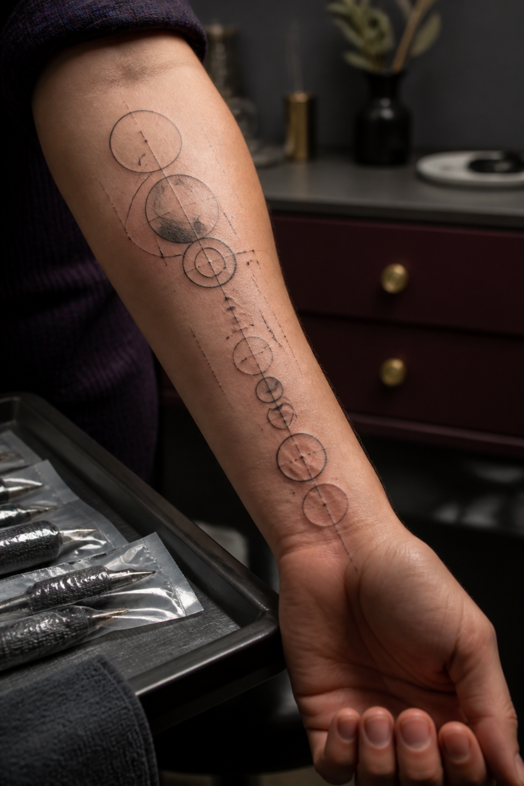 hand tattoos for women: geometric pattern in an original editorial composition