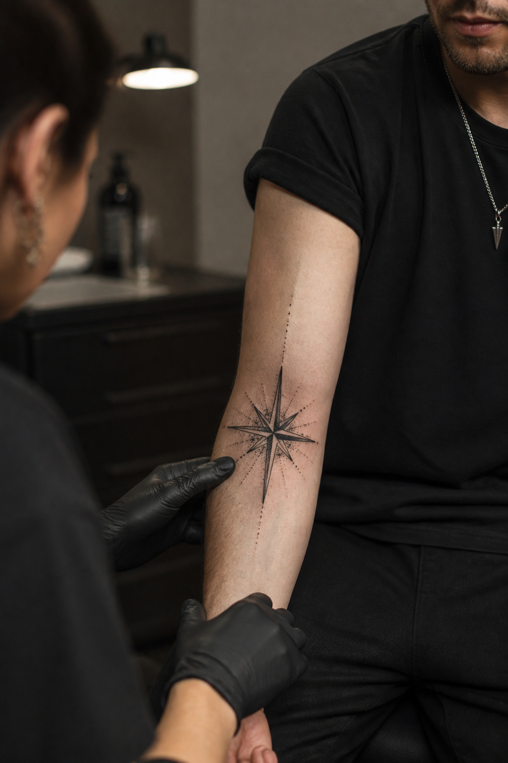 star tattoo ideas: guiding north star in an original editorial composition