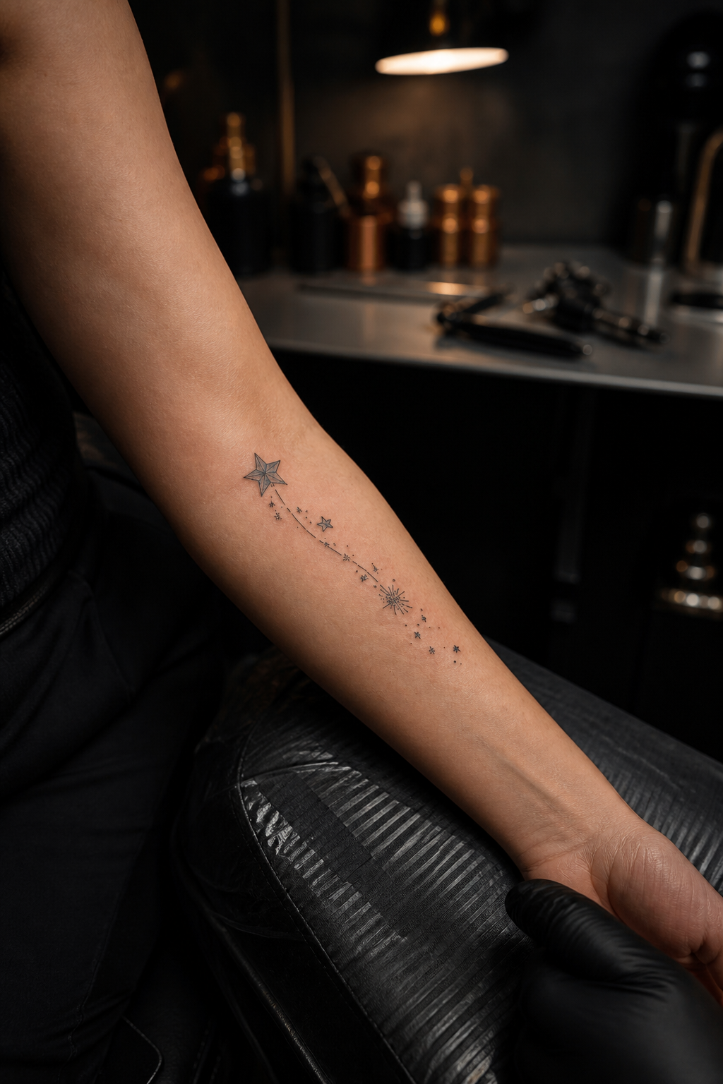 star tattoo ideas: hopeful rising star in an original editorial composition