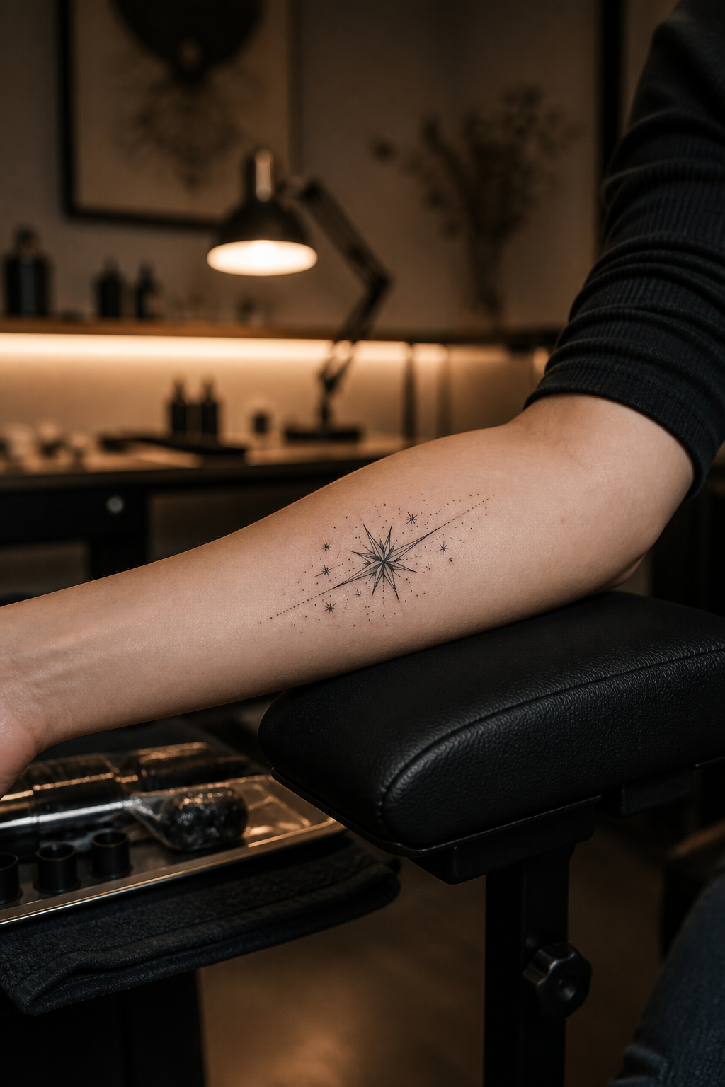 star tattoo ideas: spiritual star cluster in an original editorial composition
