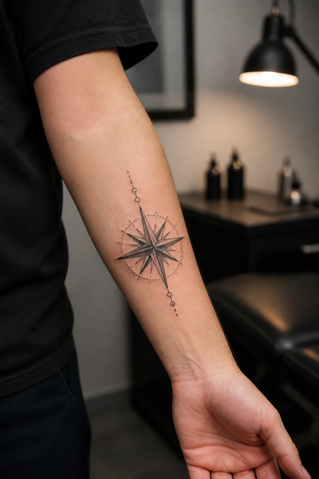 star tattoo ideas: shoulder or back star in an original editorial composition