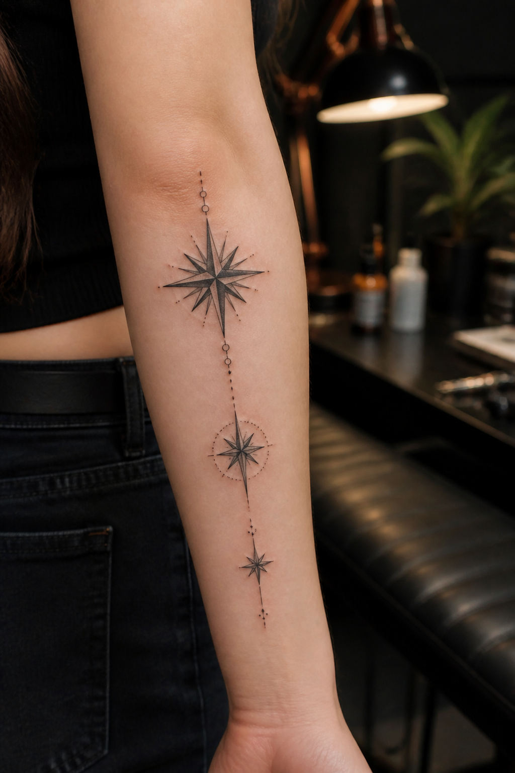 star tattoo ideas in an original editorial composition