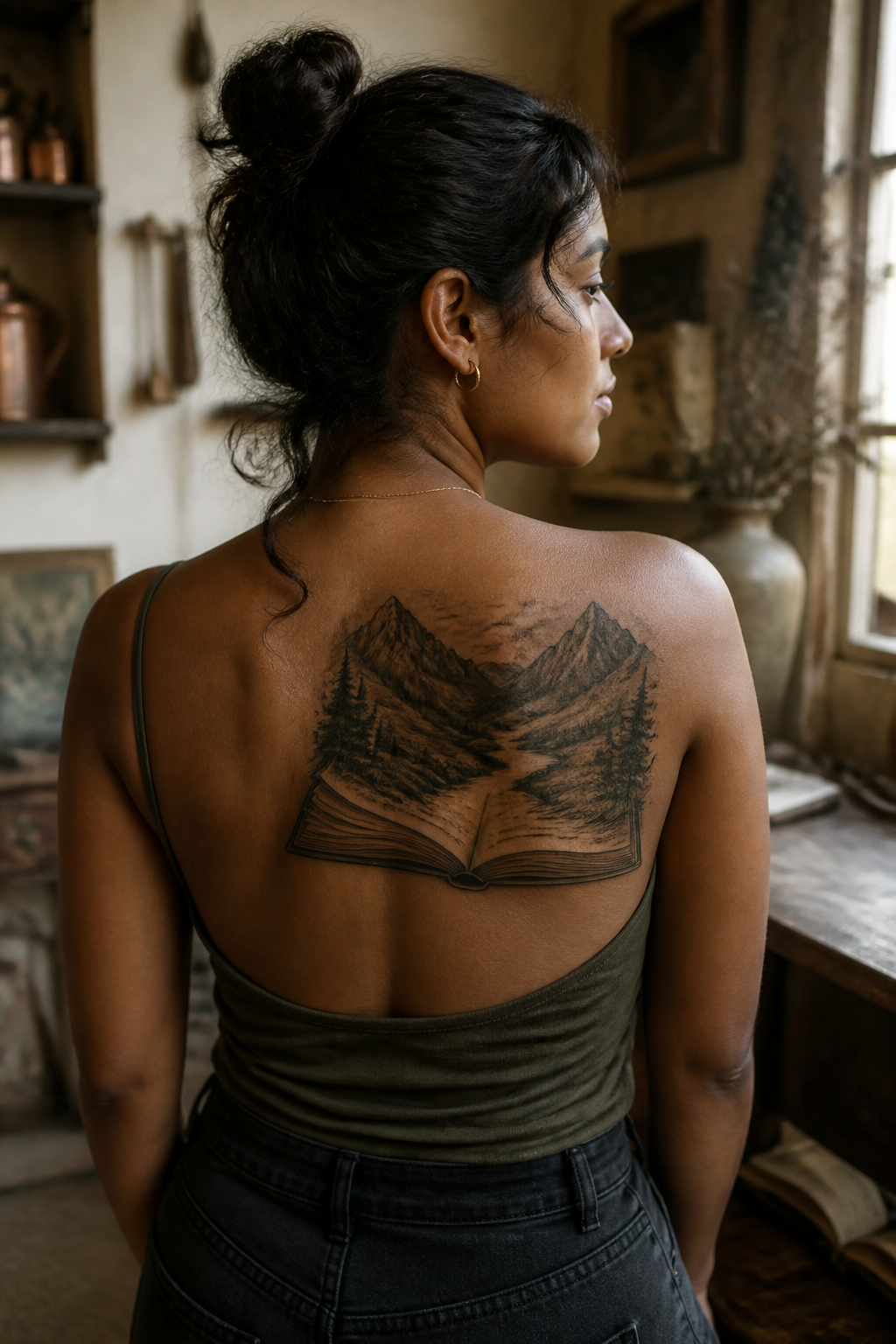 Mountain Volume tattoo shown from a distinct editorial angle