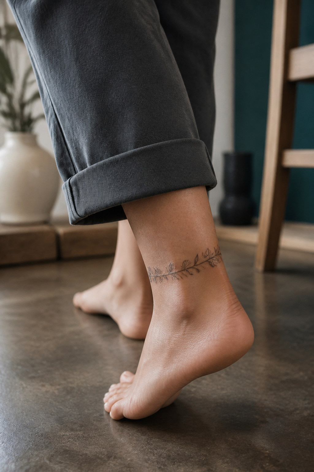 Floral Cuff tattoo shown from a distinct editorial angle