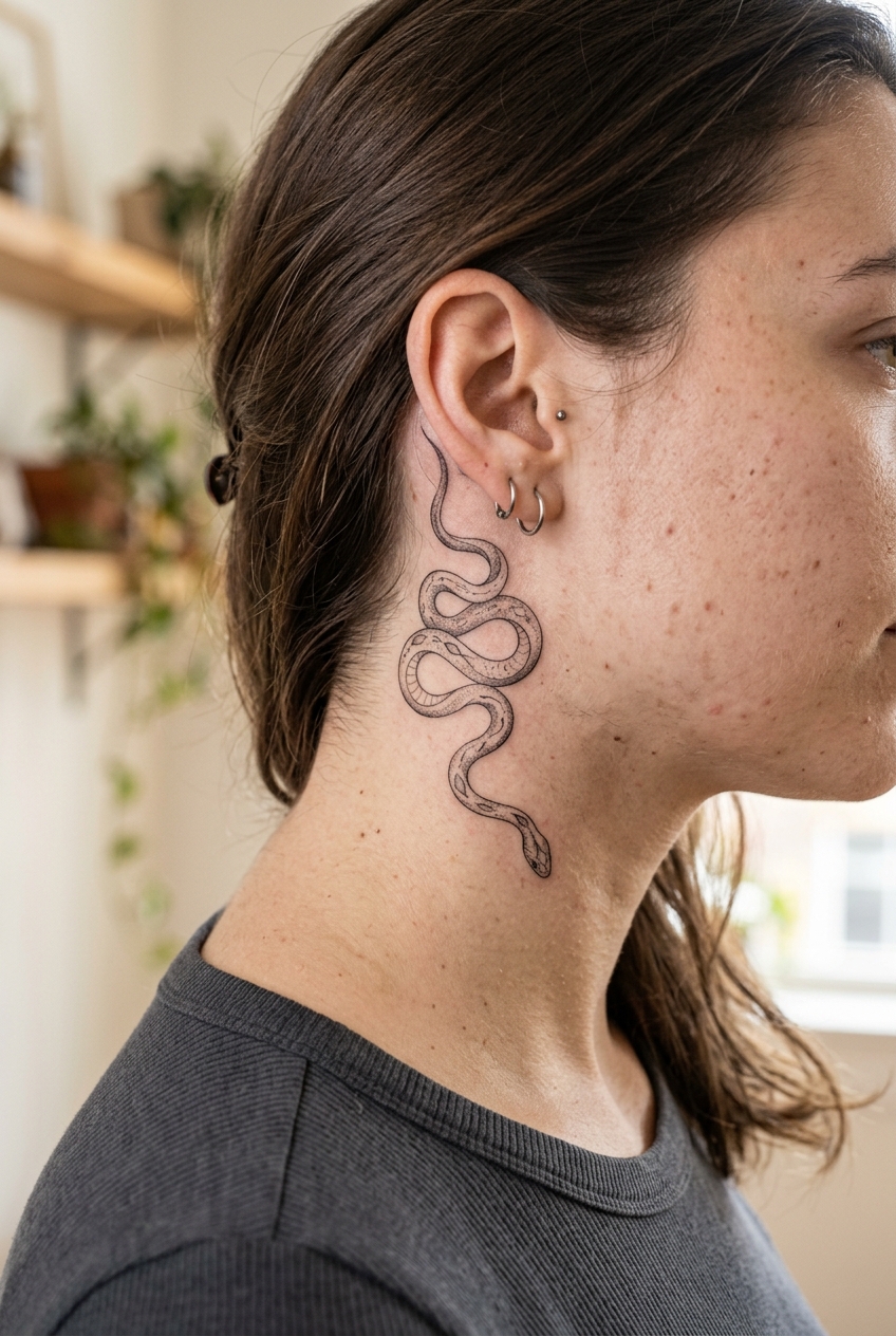 6. Micro Hairline Cursive Script - neck tattoos for women