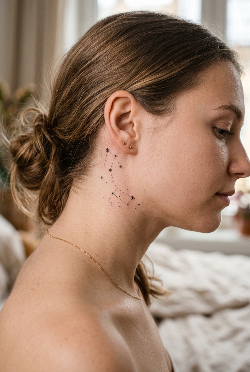 7. Wrapping Fine-Line Snake - neck tattoos for women