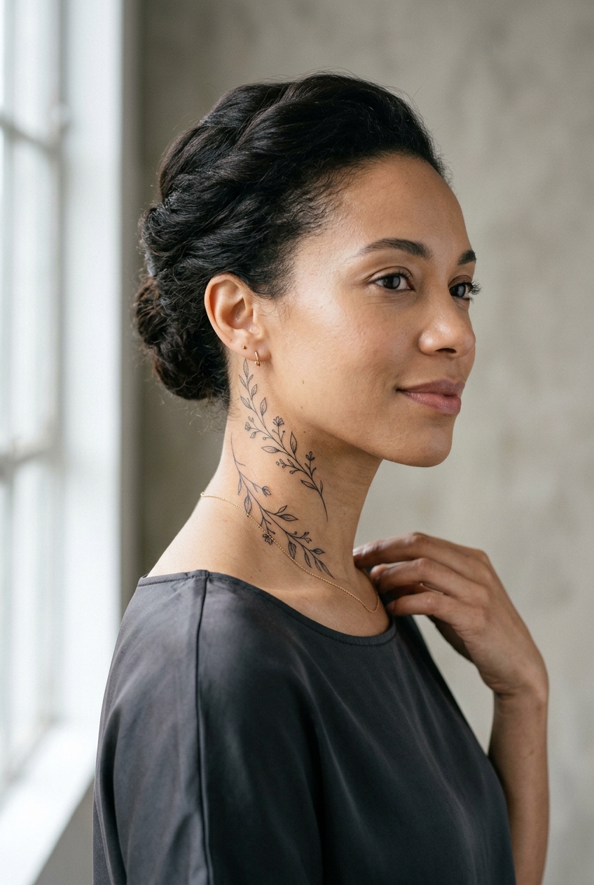 neck tattoos for women featured