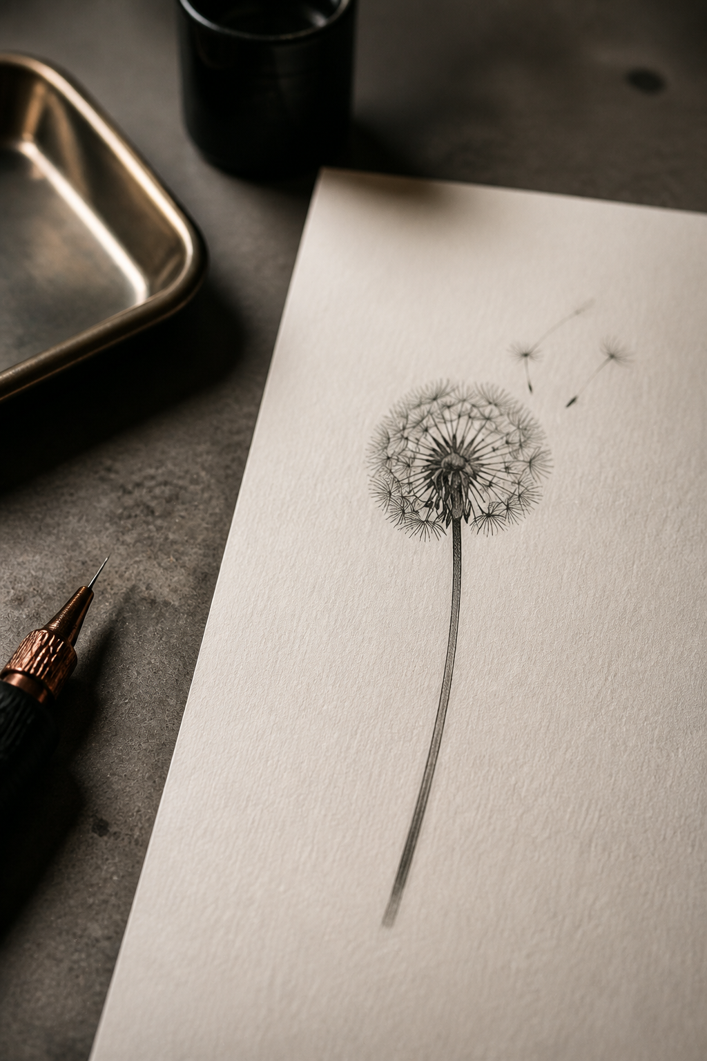 flower tattoo designs: single-stem wildflower in an original editorial composition