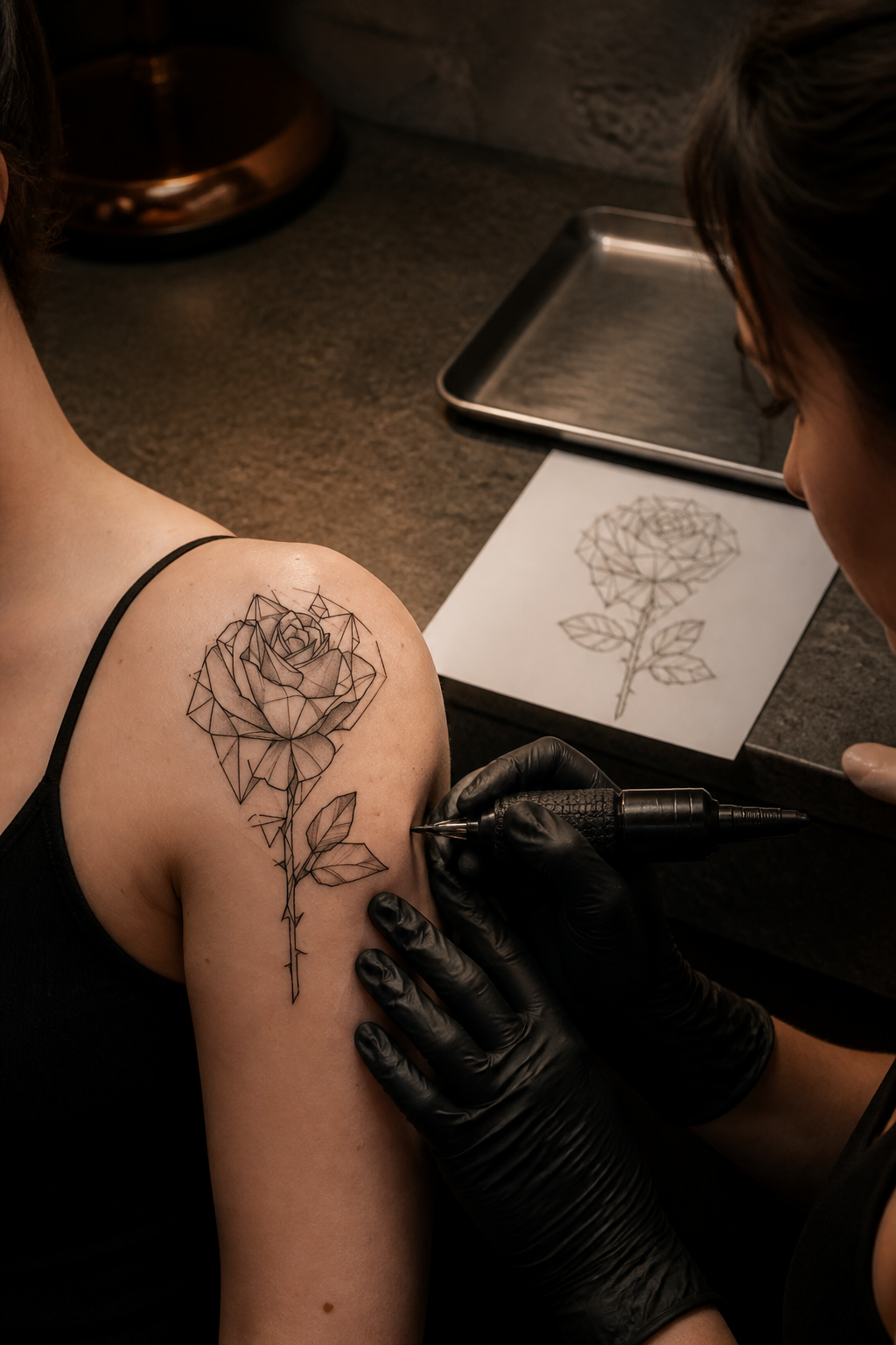 flower tattoo designs: placement-led floral design in an original editorial composition
