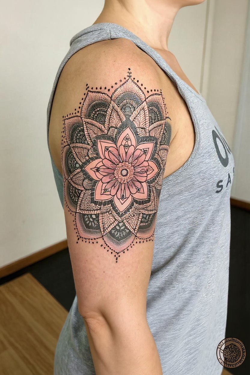 8. Intricate Sacred Geometry & Mandala Piece - half sleeve tattoos for women