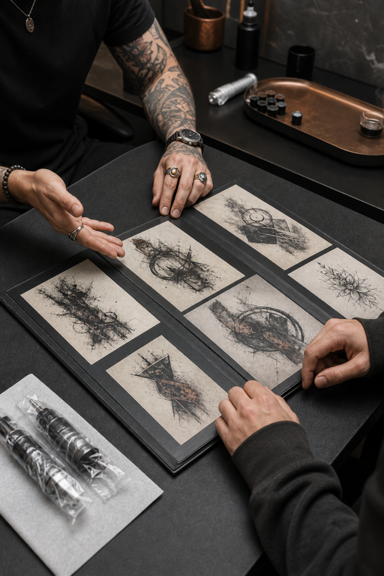 how to find a good tattoo artist consultation with a portfolio in a clean studio