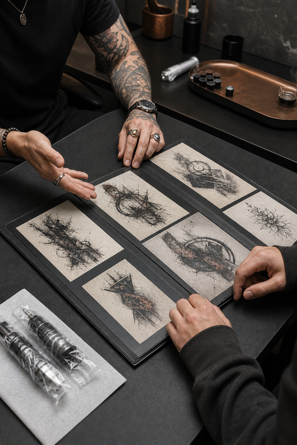 how to find a good tattoo artist consultation with a portfolio in a clean studio