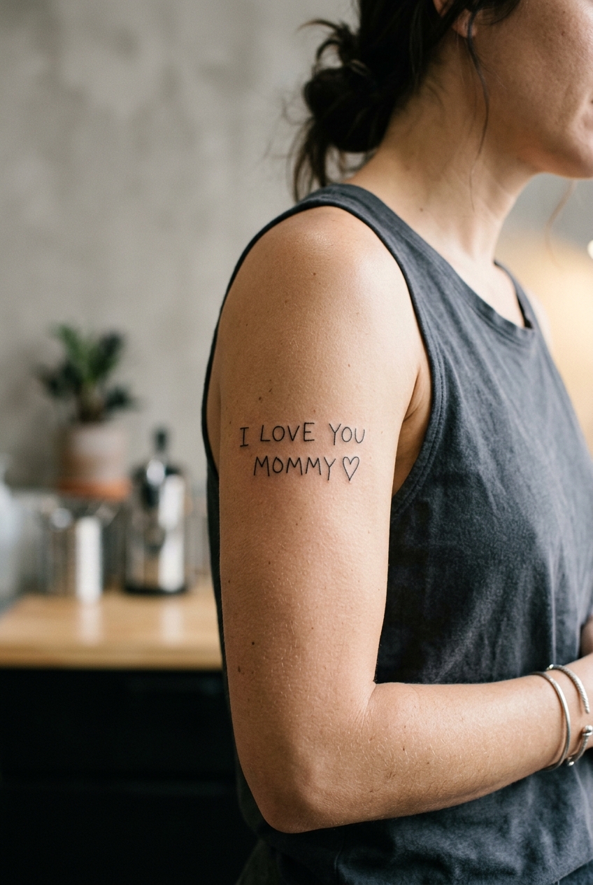 Child Handwritten Script - tattoo ideas for dad