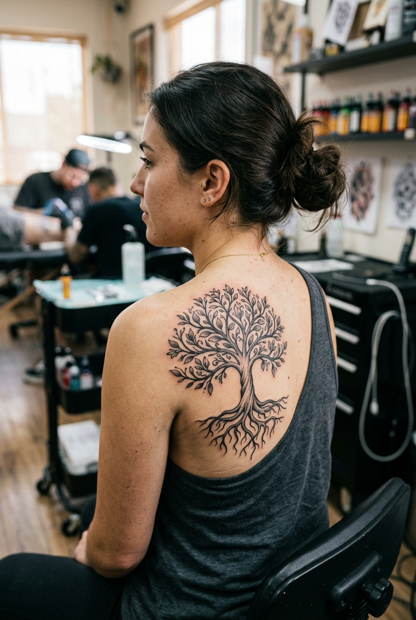 Family Tree Silhouette - tattoo ideas for dad