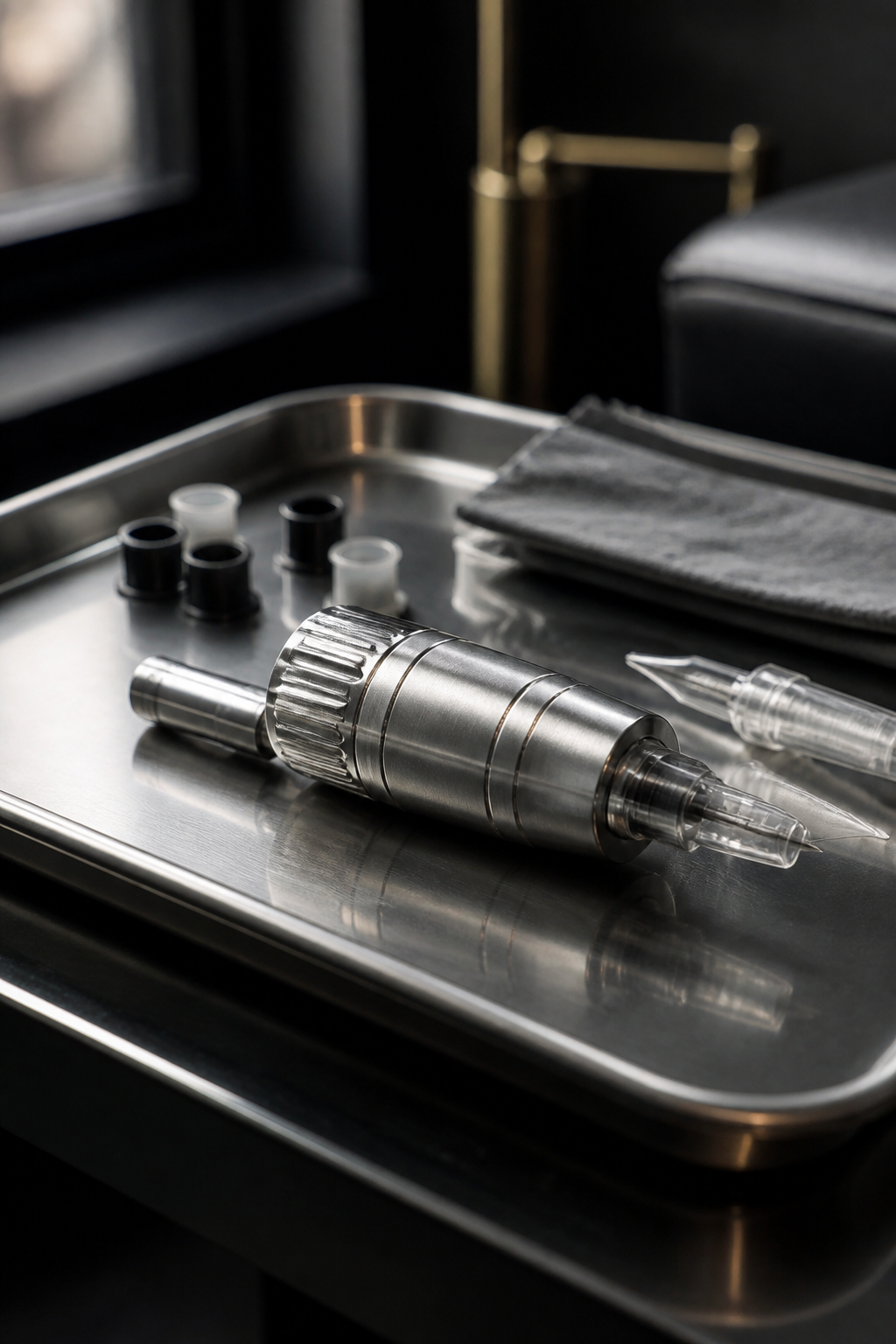 substantial stainless cartridge tattoo grip with click adjustment