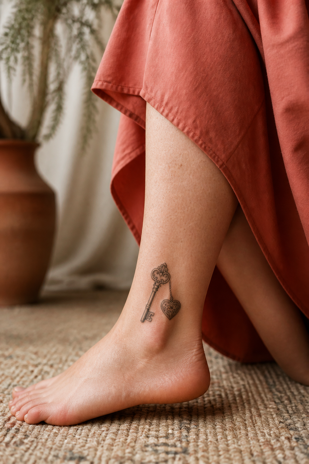 Key Locket tattoo shown from a distinct editorial angle