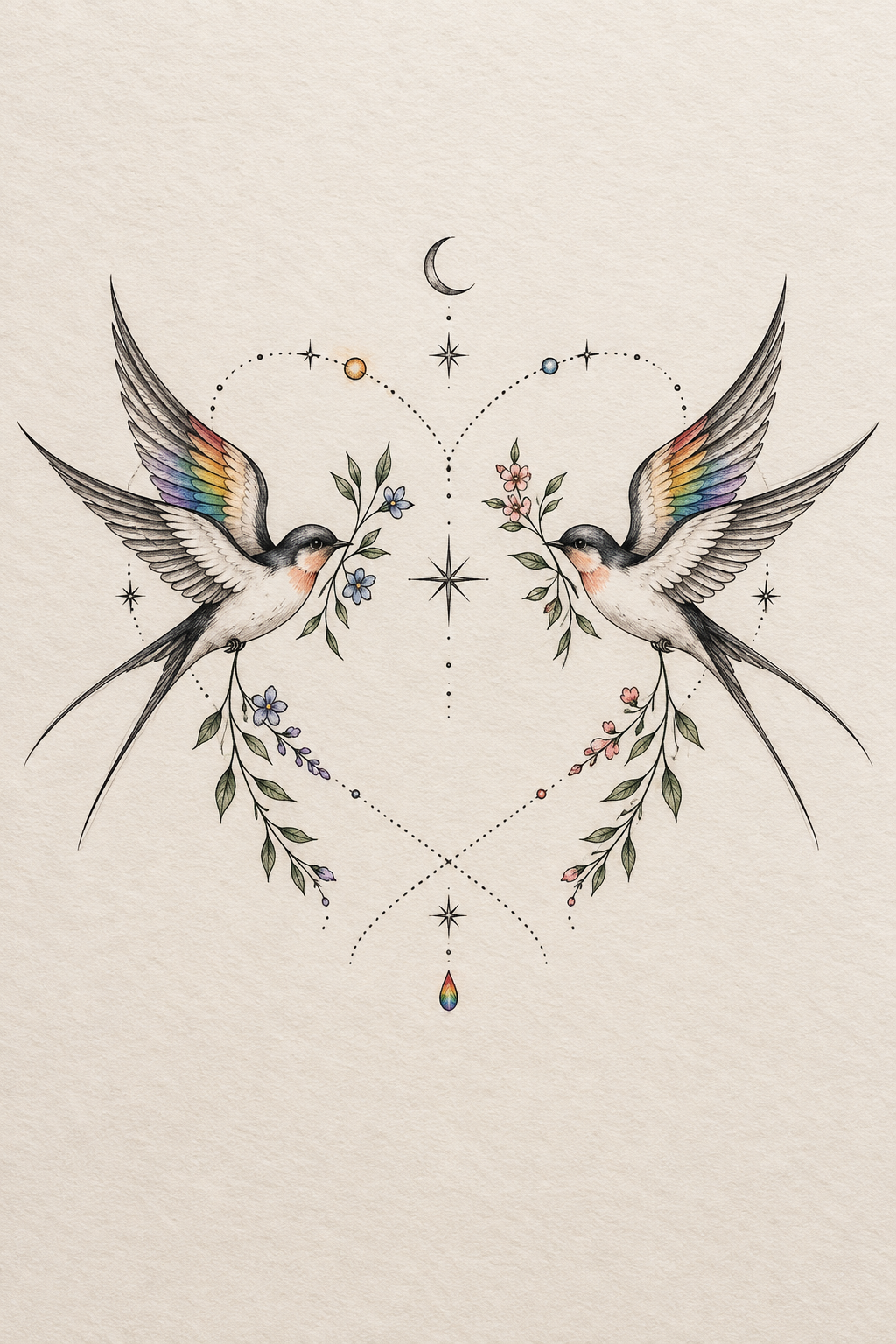playful scribbled LGBT couple tattoo design