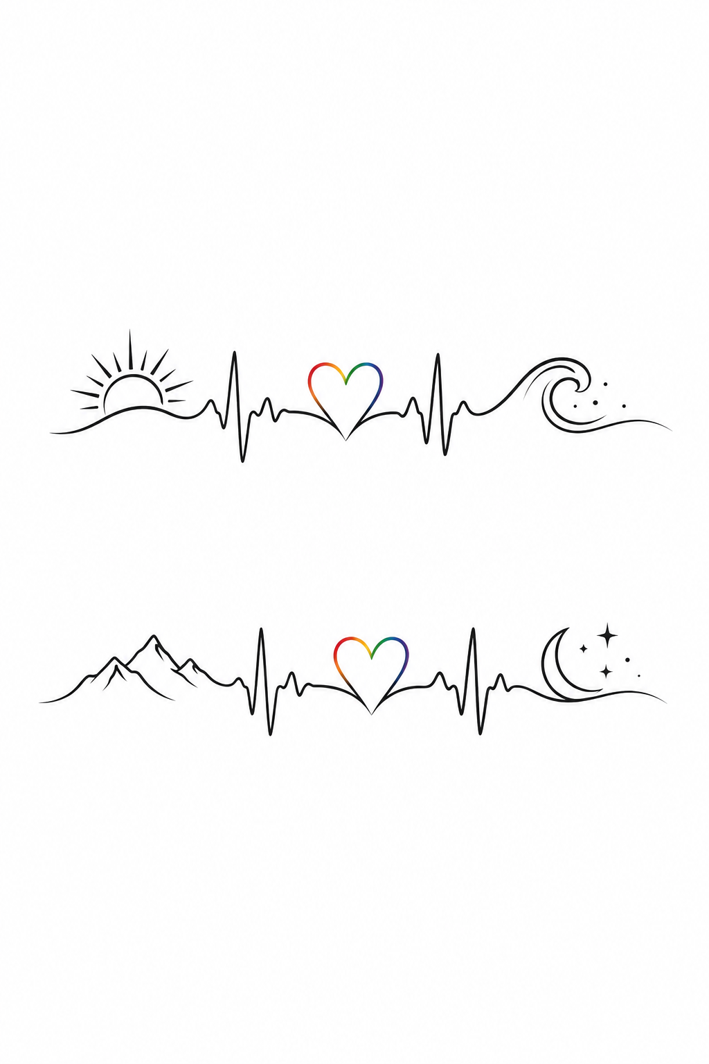 heartbeat matching LGBT couple tattoos