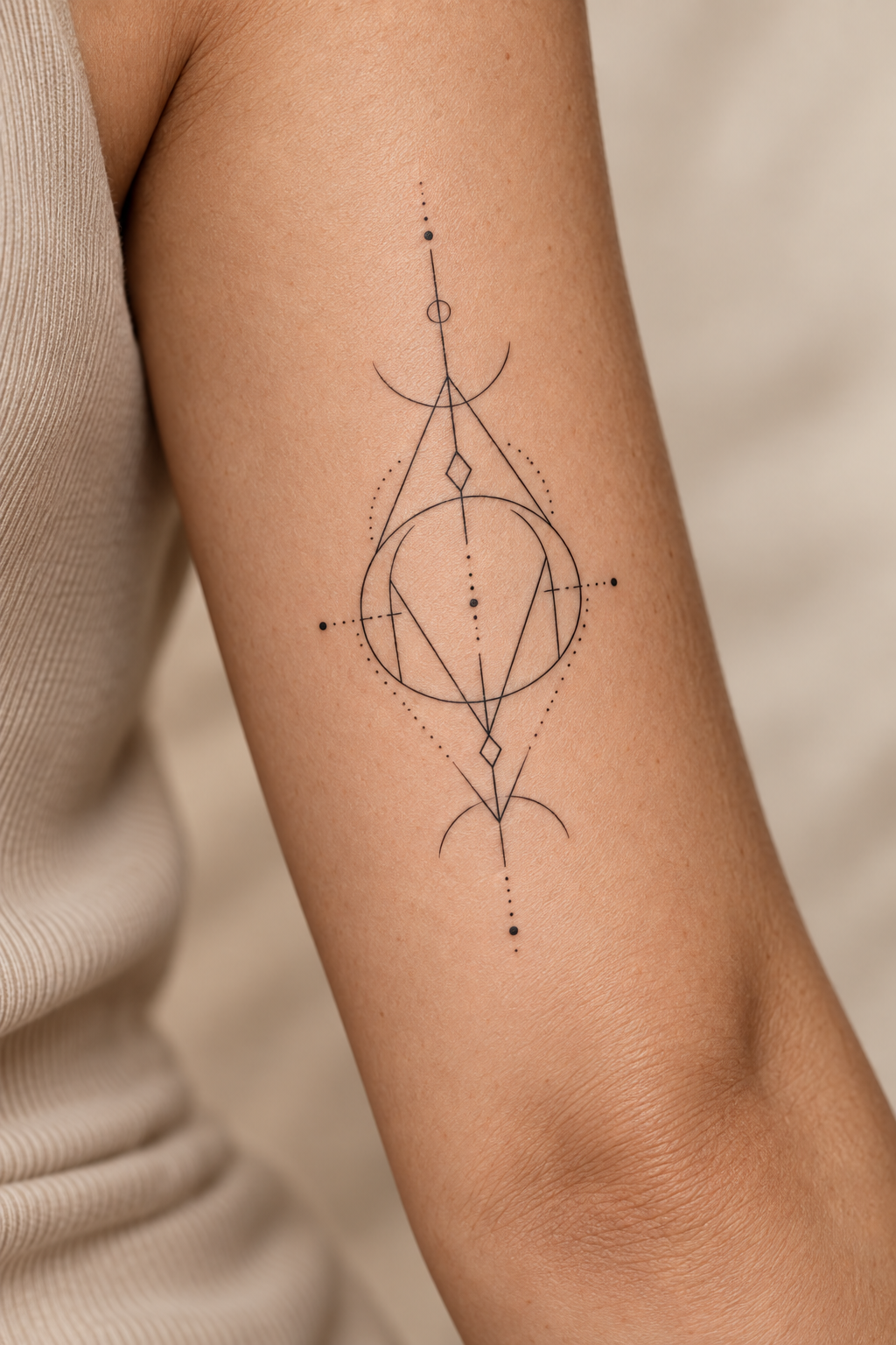 Geometric Line Marks small face tattoo idea
