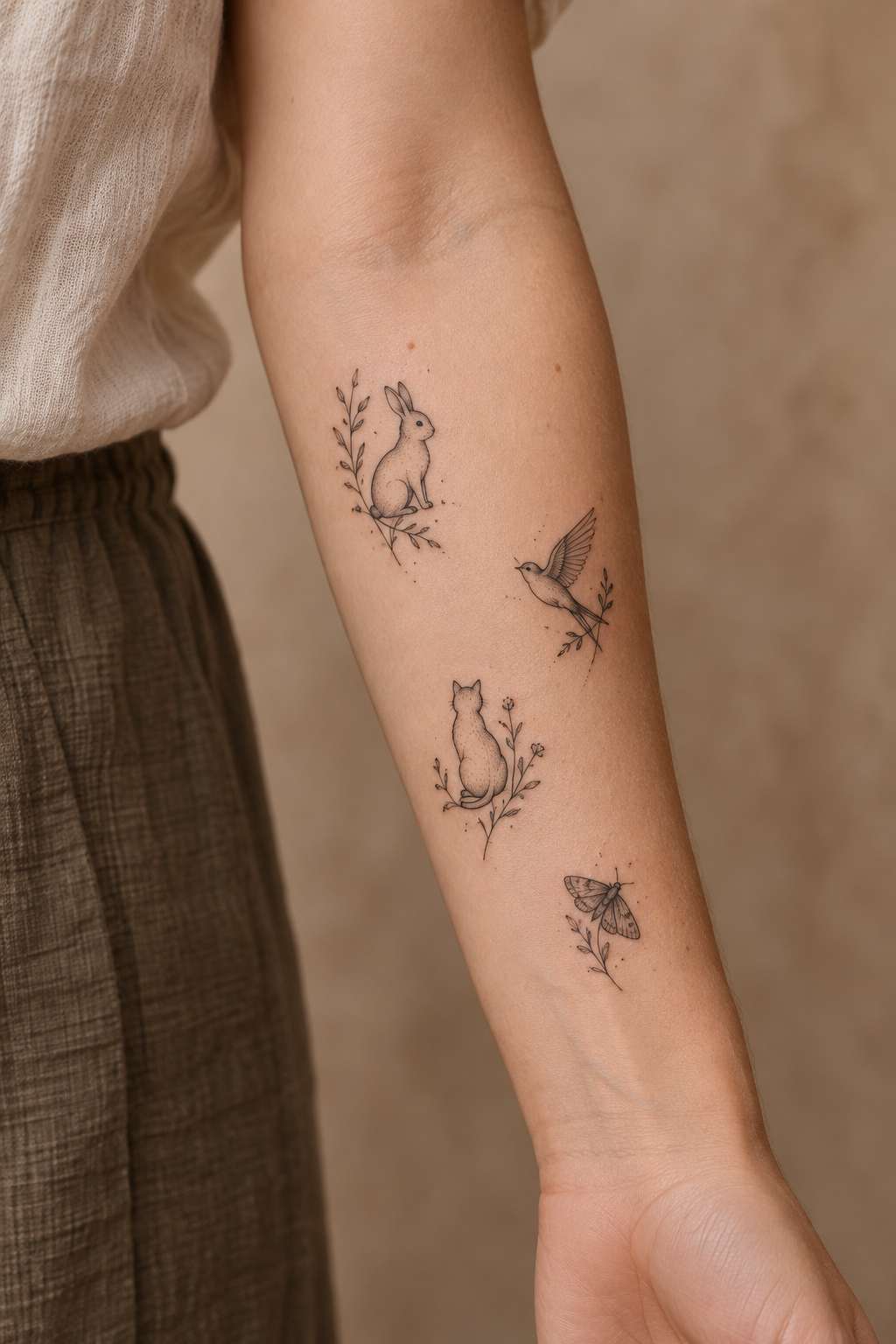 Small Animal Silhouettes small face tattoo idea