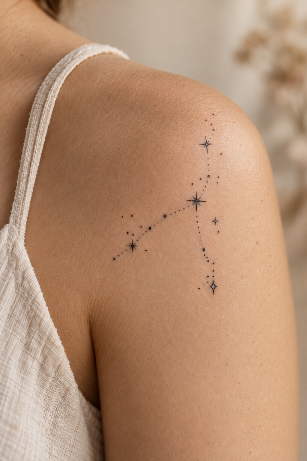 Tiny Dots and Constellations small face tattoo idea