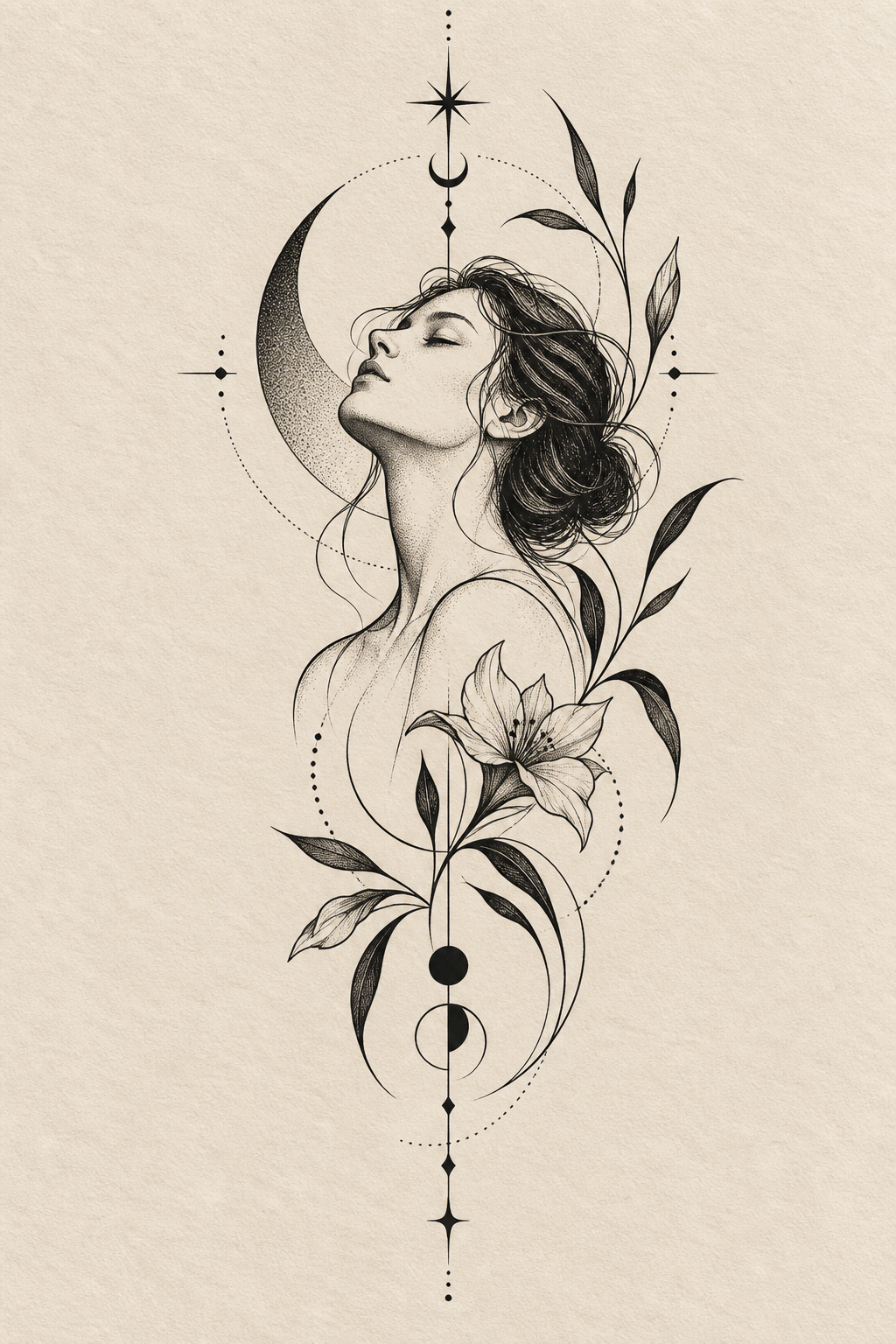 Abstract line art small neck tattoo concept