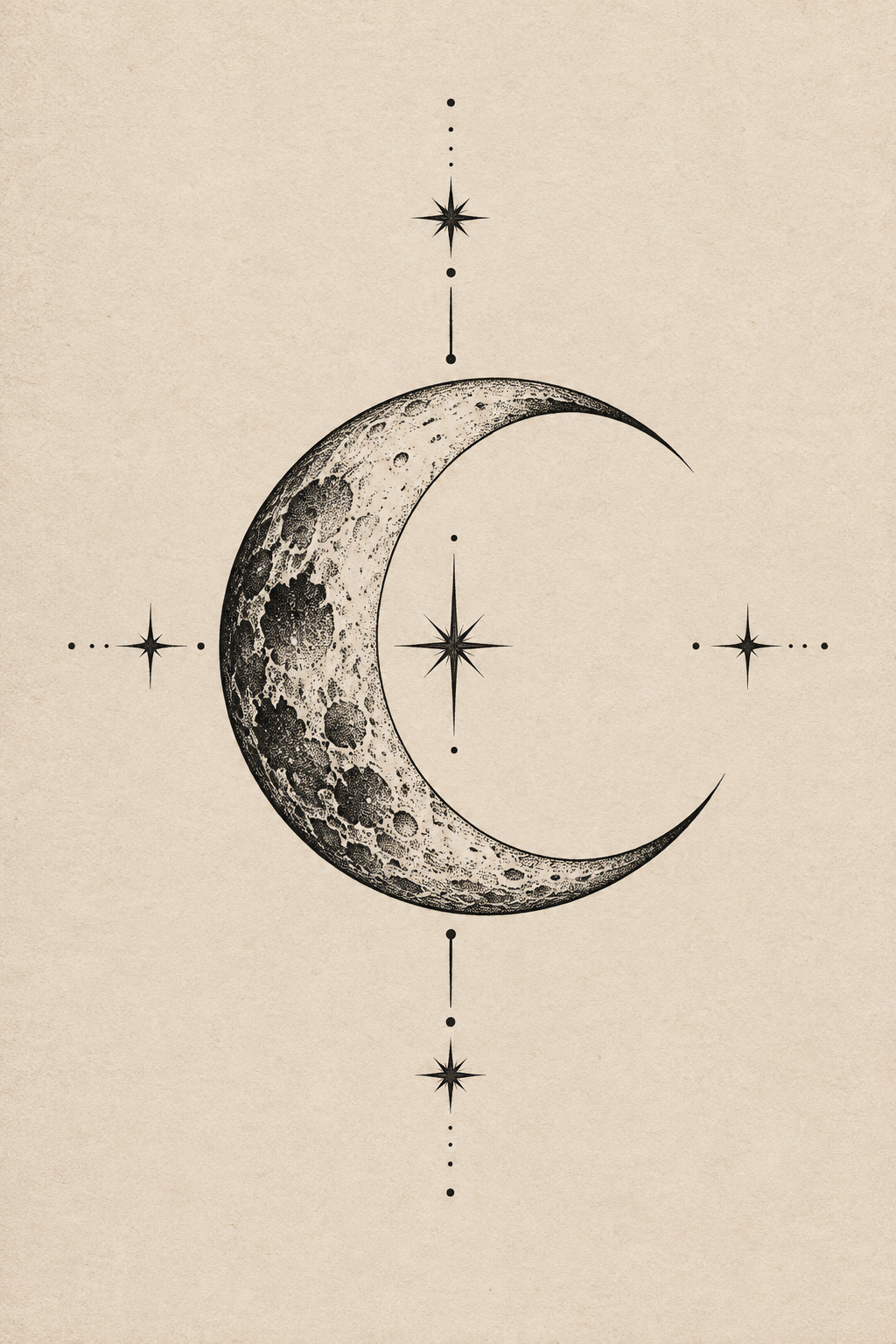 Crescent moon small neck tattoo concept
