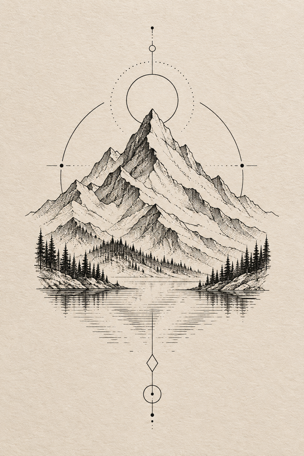 Mountain outline small neck tattoo concept