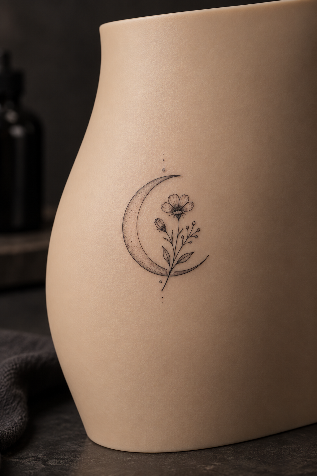 Crescent moon small hip tattoo idea