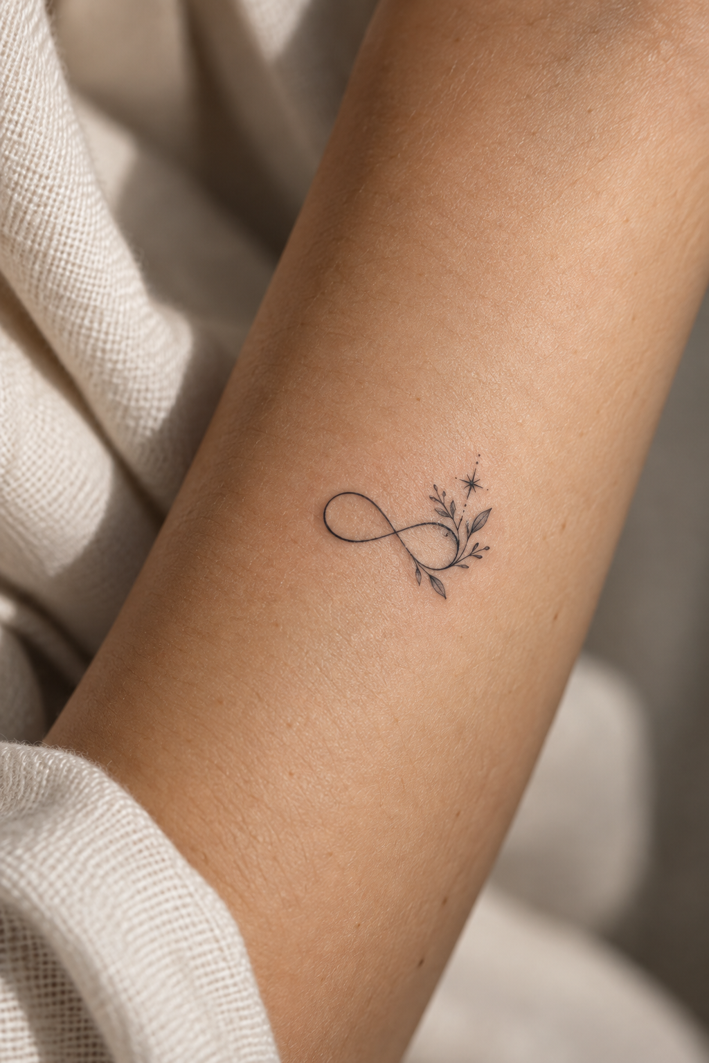 Infinity with Feathers small infinity tattoo idea