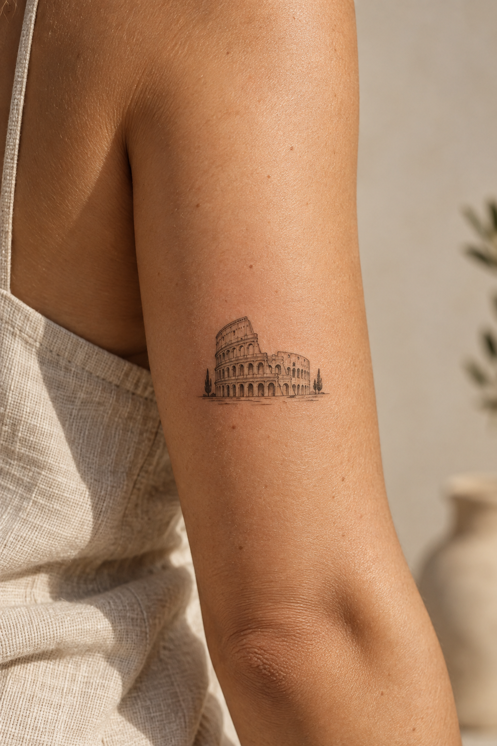 Colosseum Outline small Italian tattoos idea