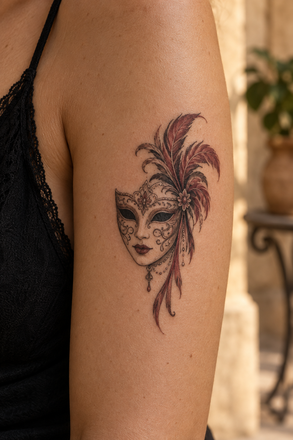 Venetian Mask small Italian tattoos idea