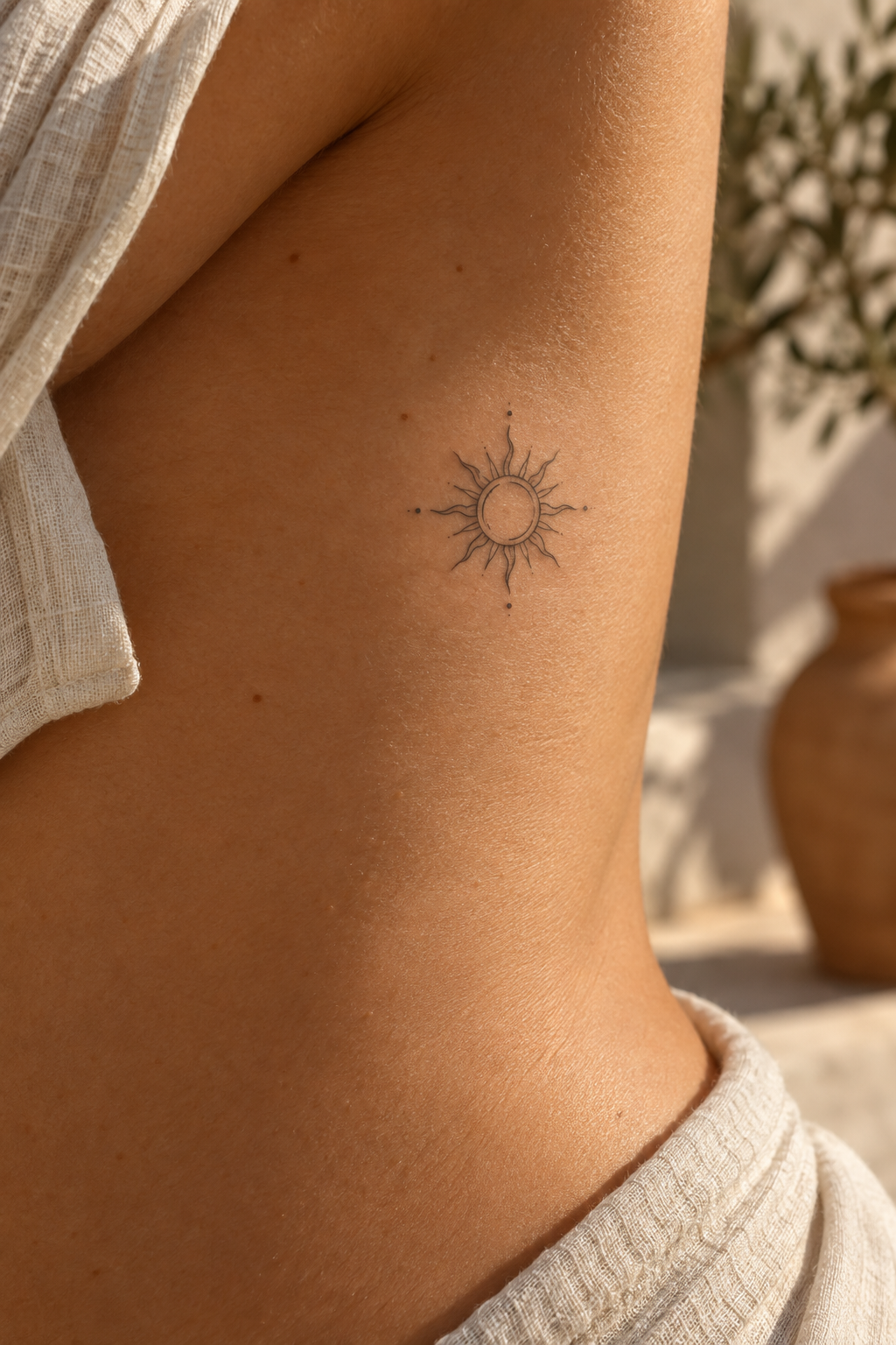 Mediterranean Sun small Italian tattoos idea