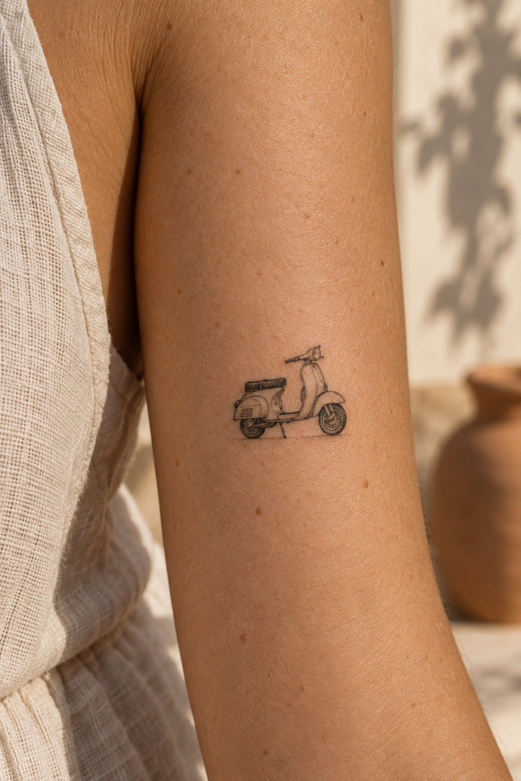 Tiny Vespa small Italian tattoos idea