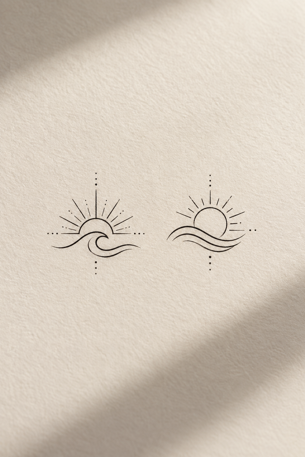 small matching tattoos wave line designs