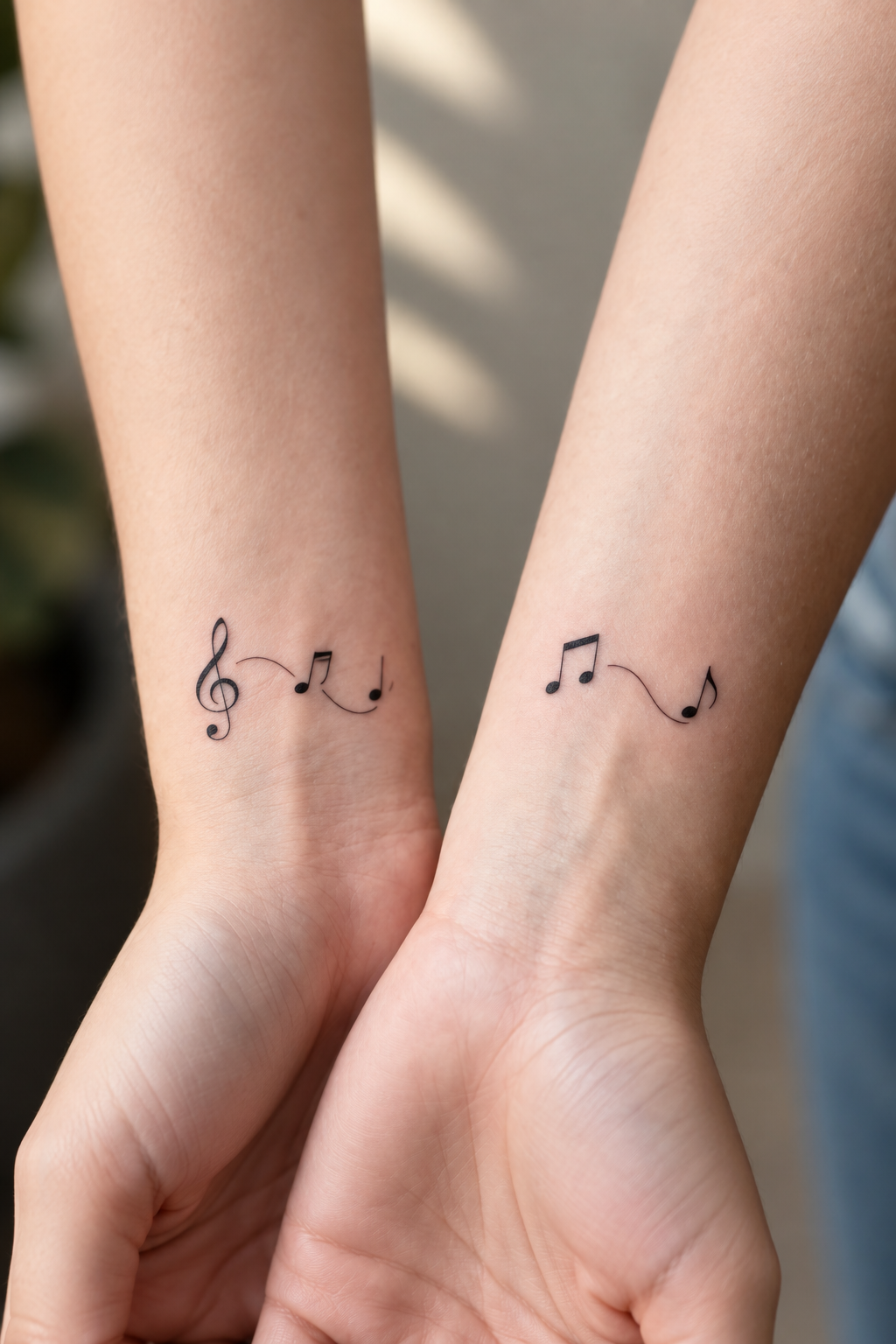 Simple Music Notes small sister tattoos idea