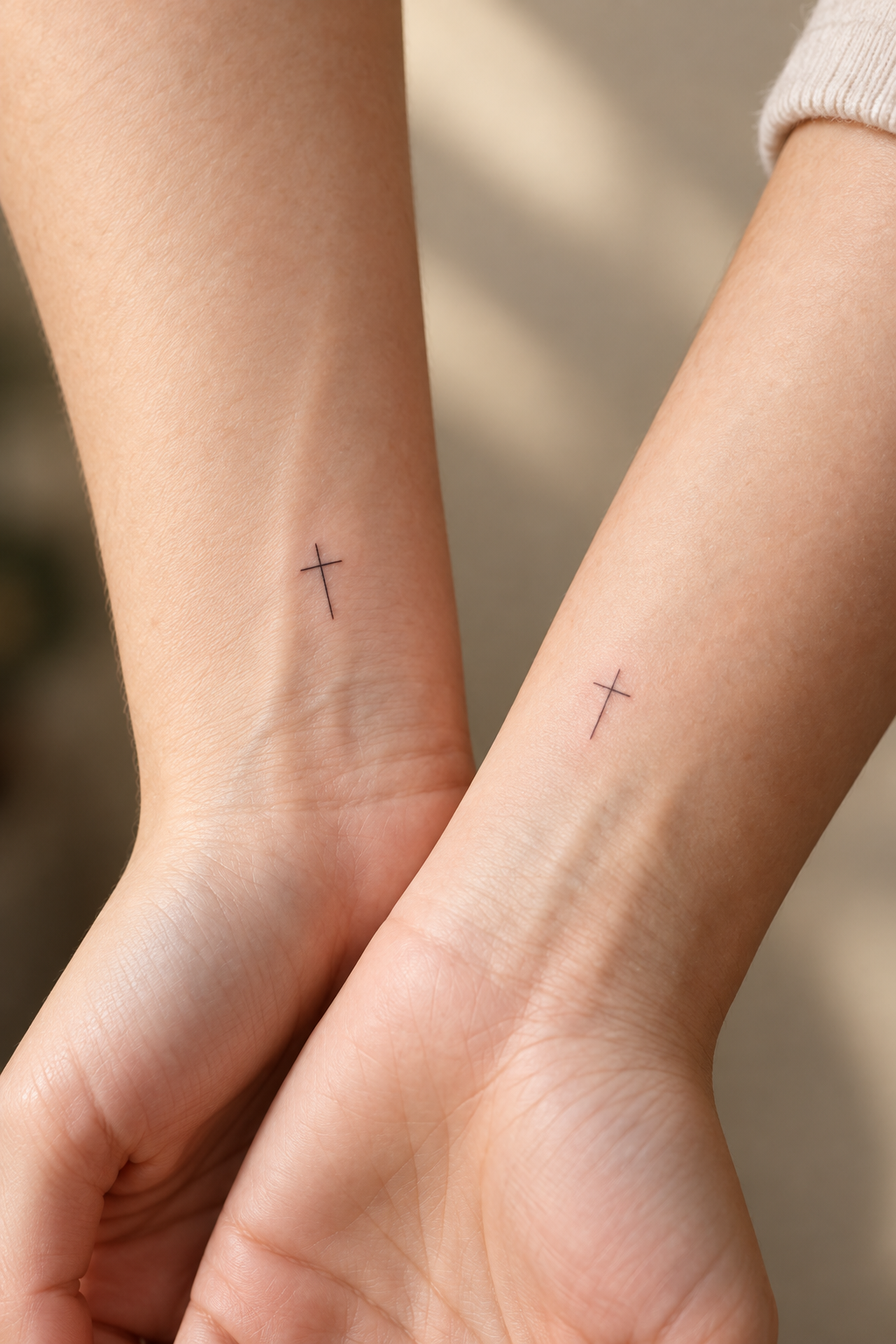 Tiny Crosses small sister tattoos idea