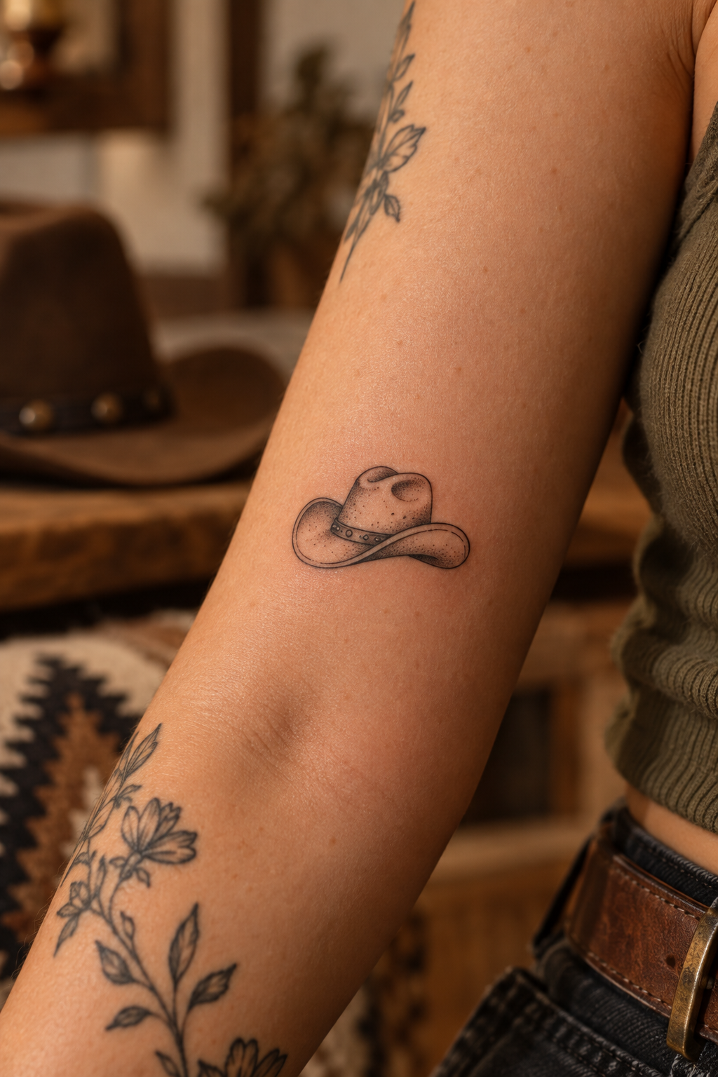 Cowboy Hat small western tattoos idea