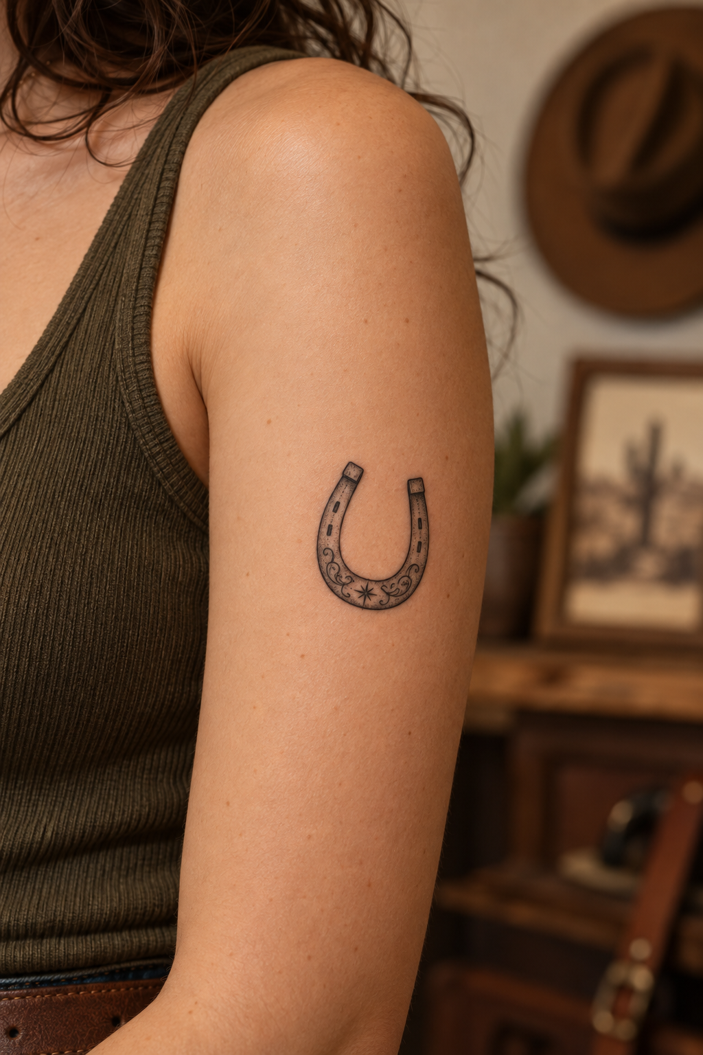 Horseshoe small western tattoos idea