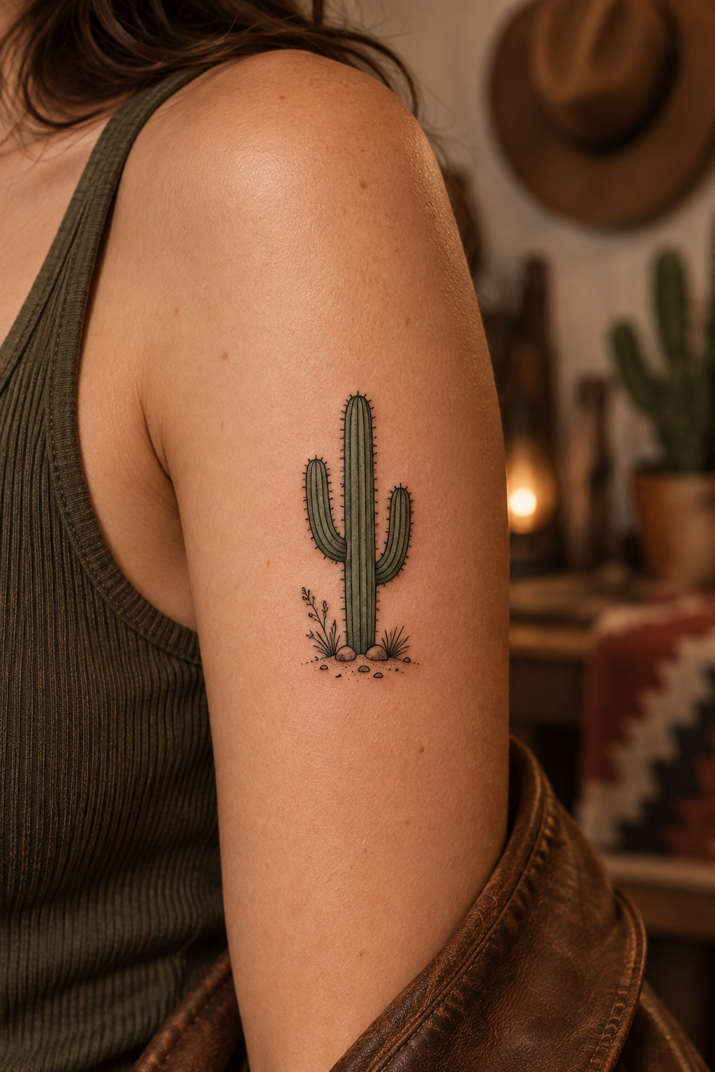 Desert Cactus small western tattoos idea