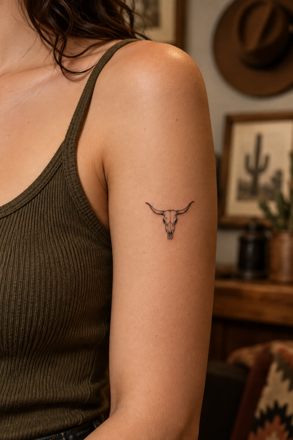 Tiny Western Lettering small western tattoos idea